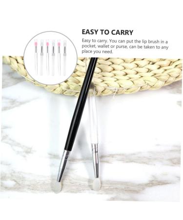 6pcs Silicone Lip Brush Set - Portable Cosmetic Lipstick & Eyeshadow Makeup Tools with Dustproof Lid - Buy Online on GoSupps.com
