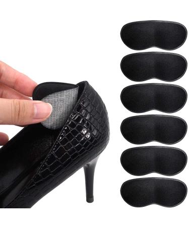 SQHT Heel Grip Liners Insert for Shoes Too Big and Loose Shoes - Prevent blisters  Self Adhesive Shoe Heel Cushion Pads for Men and Women 3 Pair (Black)