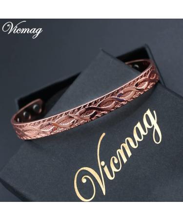 Vicmag Copper Magnetic Bracelet for Women Men | 6X Ultra Strength Magnets | Adjustable Size | 99.99% Solid Pure Copper | Rose Gold Branch Design | Gift Box Included - Buy Online on GoSupps.com