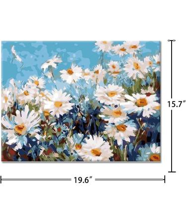 VIGEIYA 16x20in Oil Paint by Numbers Kit - Daisy Flower Theme | Complete Set with Canvas, Easel, Brushes, and Acrylic Pigment for Beginners - Buy Online on GoSupps.com