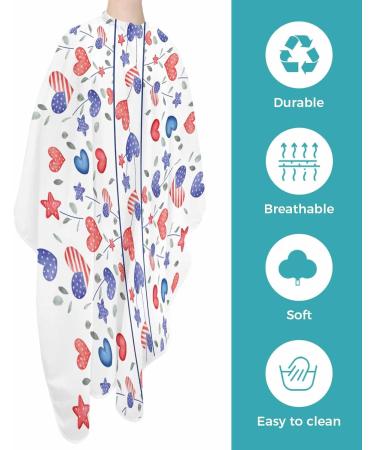 Shop Independence Day Barber Cape | Adjustable Hair Cutting Cape for Men Women & Kids - Red Blue Love Heart & Stars Design - Buy Online on GoSupps.com