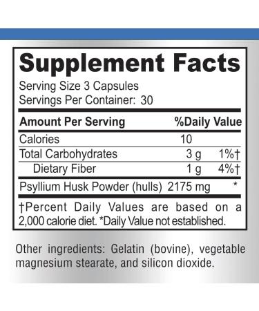 YUMMYVITE Psyllium Husk Dietary Fiber Supplement 2175mg Non-GMO 90 Capsules - Buy Online on GoSupps.com