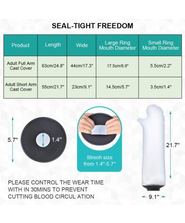 Waterproof Arm Cast Cover - Watertight Sealed Bag for Shower, Adult - Keep Wound Dry, Short Arm Size - No Skin Marks - Buy Online on GoSupps.com