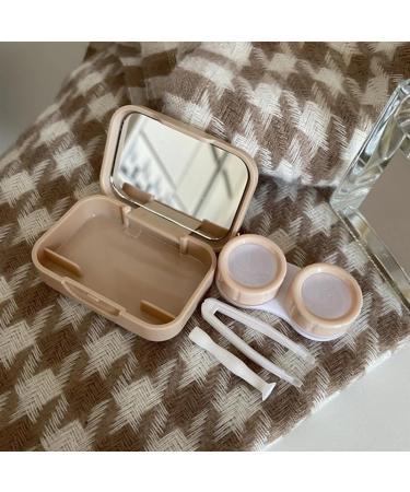 Kchycv Milk Tea Frosted Lens Case - Portable Contact Lens Container Travel Set for Women - Coffee Flower Color - Buy Online on GoSupps.com