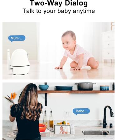 Vsifehso Babyphone with Camera - 5 Baby Monitor 720p Two-Way Audio Night Vision Temperature Monitoring Lullaby Alarm - International Shipping Available - Buy Online on GoSupps.com
