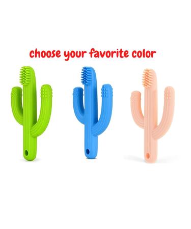 Children's Toothbrush & Cooling Teething Toy | Baby Silicone Cactus Bite Ring - Large Pink Teether for First Teeth - Buy Online on GoSupps.com