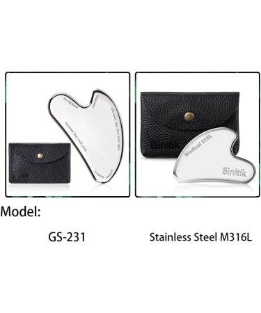 Gua Sha Facial Tool - Stainless Steel Massage Tool for Skin Tightening & Pain Relief | Travel Pouch Included - GS-231 - Buy Online on GoSupps.com