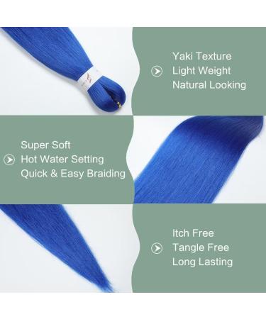 YDDM Pre Stretched 20 Inch Braiding Hair Extensions - Jumbo Blue Hair (6 Packs) for Artistic Braids - Buy Online on GoSupps.com
