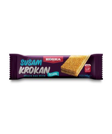 KOSKA Sesame Snack Bar 12 Pieces - Display Box - 12x40g - Turkish Sesame - Kosher & Halal Certified - Sesame Snack 40 Gr. (12 Pack