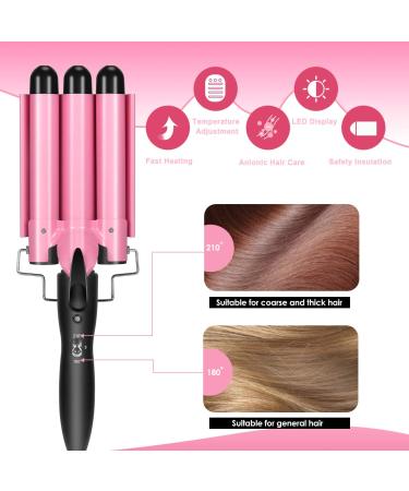 Shop 2021 Hair Curling Iron - 3 Barrel Ceramic Tourmaline Wand | Dual Voltage Crimper for Women & Girls - Perfect Hair Styling Tool - Buy Online on GoSupps.com