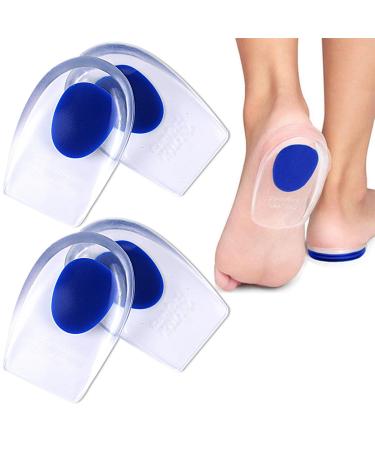 2 Pair Gel Heel Cups for Plantar Fasciitis Blue Gel Heel Pads Heel Cushion Pads Heel Inserts for Heel Pain Bone Spur & Achilles Pain (UK 7.5-12/EU 40-45)