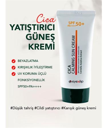eyeNlip CICA Sun Cream SP50+ PA+++ 50ml - Daily Non-Greasy Face Sunscreen with Centella Extract for Men & Women - Buy Online on GoSupps.com