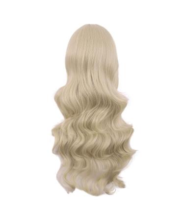 MapofBeauty 28 Inch Blonde Curly Wig - Charming Long Side Bangs Synthetic Hair for Women - Buy Online on GoSupps.com