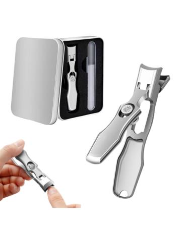 German Nail Clippers for Men Lux German Grip Nail Clippers for Thick Nails Portable Ultra Sharp Nail Clippers (Silver Set)