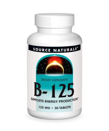 Source Naturals B-125 125 mg B-Vitamins For Energy Production Support - 30 Tablets
