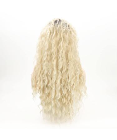 Fencca Ombre Platinum Blonde Long Curly Wavy Wig for Women - Heat Resistant Synthetic Hair for Daily & Party Use - Buy Online on GoSupps.com