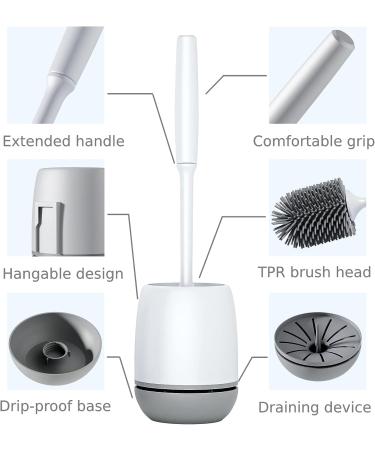 3 Pack Toilet Brush and Holder Set with Silicone Bristles - Gray Bathroom Accessories - Buy Online on GoSupps.com