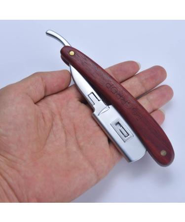 Pocrrop Straight Razor Set for Men - Wooden Handle Shaving Razor with 10 Sharp Blades & Leather Case | Premium Barber Razor for Smooth Shaves - Buy Online on GoSupps.com