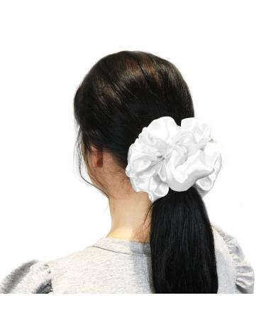Gentle XXL White Silk Scrunchie for Women & Girls - Oversize Jumbo Hair Elastic Band - Soft Premium Material - No Crease Ponytail Holder & Hair Tie - Buy Online on GoSupps.com