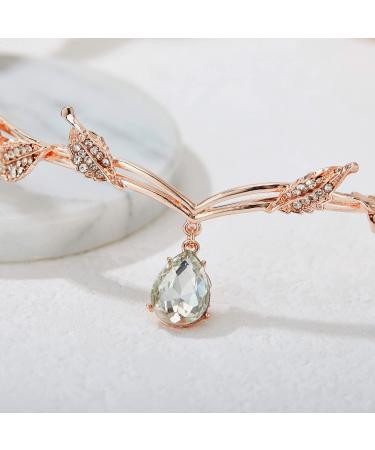 SWEETV Rose Gold Wedding Tiara for Bride | Elf Cosplay Crown | Princess Hair Accessories - Perfect for Prom, Photoshoot, Halloween - Buy Online on GoSupps.com