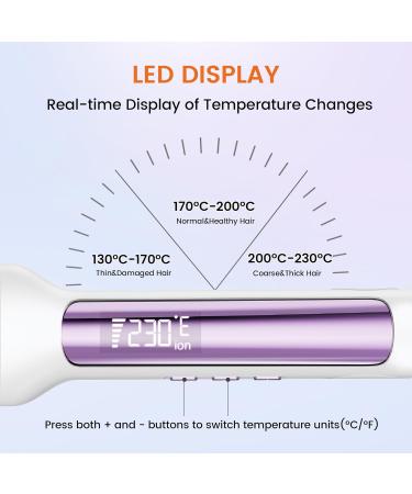 Professional Titanium Hair Smooth Iron 42mm Plates Negative Ion 30s Fast Heating 11 Adjustable Temperatures (130-230 ) - White - Buy Online on GoSupps.com