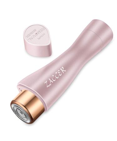Facial Hair Remover ZACCER Painless Hair Removal for Women Waterproof Shaver Razor with LED Light (Rose)