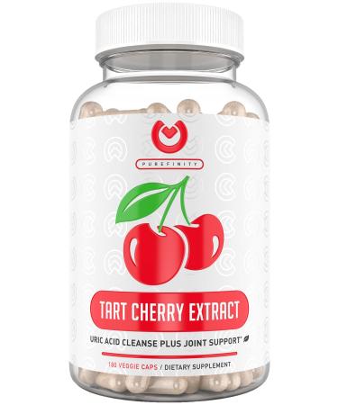 PUREFINITY Tart Cherry Capsules - Max Strength 3000mg | 6 Month Supply - Advanced Uric Acid Cleanse  Powerful Antioixidant w/Joint Support - 180 Vegetable Capules.