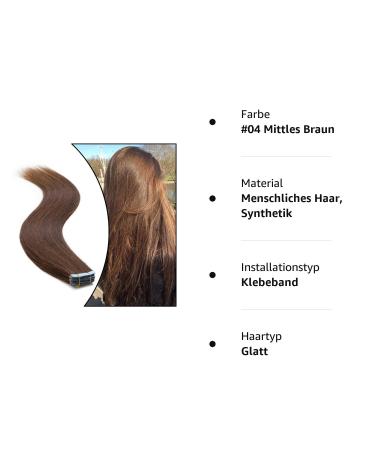 Elailite 20PCS Invisible Tape Extensions | Real Remy Human Hair | 40cm #04 Mittles Braun | Long-lasting Natural Look - Buy Online on GoSupps.com