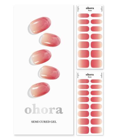ohora Semi Cured Gel Nail Strips (N Basic Nails no.1) - Works with Any Nail Lamps  Salon-Quality  Long Lasting  Easy to Apply & Remove - Includes 2 Prep Pads  Nail File & Wooden Stick