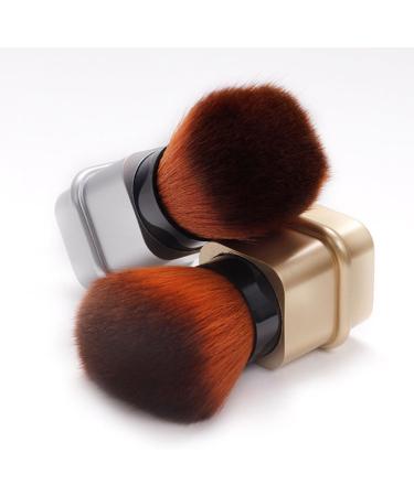 Mikinona Nail Dust Brush Nail Remover Brush Blush Makeup Brush Revolution Kabuki Brush Powder Brush Blush Brush Retractable Puff Makeup Tools Abs Electroplating Brush Handle Make up Travel 8.2x3.3cm Golden - Buy Online on GoSupps.com