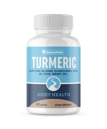 NativePath Turmeric Curcumin with Black Seed Oil - Joint Health and Antioxidant Supplement, 60 Softgels Pack of 1 (60 Count) - Buy Online on GoSupps.com