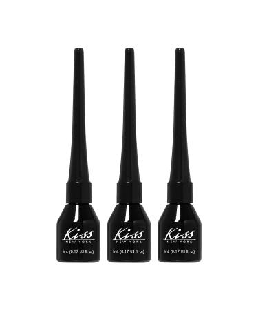 KISS New York Smudge-Proof Easy-to-Control Liquid Eyeliner (3 PACK)