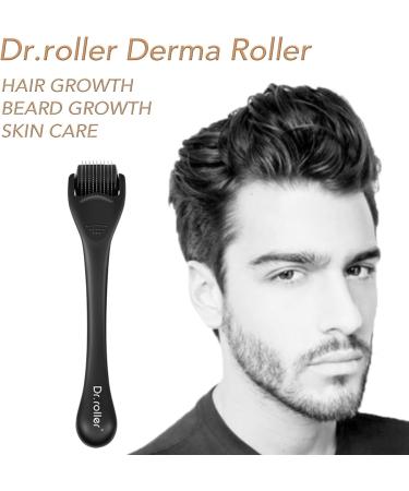 Dr.roller Derma Roller Hair Growth Men Beard Roller Microneedling Roller for Growth 540 0.25mm Titanium Micro Needles Beard Growth Roller (Black) - Buy Online on GoSupps.com