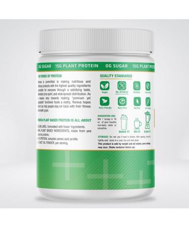 RENEVA Vegan Protein Powder - 15g Plant-Based Protein | Gluten Free Dairy Free Zero Sugar | 12.7 Ounce Resealable Canister - Buy Online on GoSupps.com
