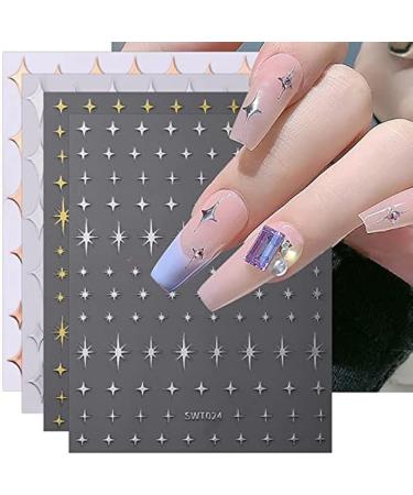 Tovmekdjn 9Pcs Colorful Stars Nail Art Stickers Decals Self-Adhesive Silver Nail Supplies Nail Art Design Decoration Accessories - Buy Online on GoSupps.com