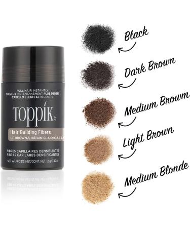 Toppik Hair Building Fibres Powder Light Brown - Instant Thinning Concealer 12g for Men and Women - Buy Online on GoSupps.com
