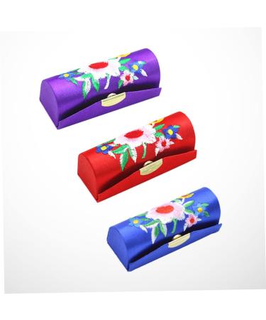 Zerodeko 3pcs Lipstick Organizer Lipstick Gift Holder Lipstick case Mirror Stand Blue Wallet Mirror Brackets Embroidered Makeup Box - Buy Online on GoSupps.com