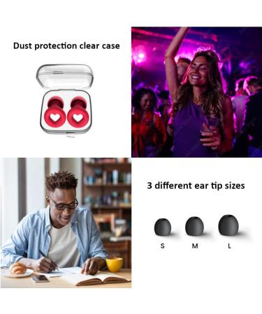 Affiniti Earplugs (Heart Shape) - Noise Reduction Sleep Concerts Music Festivals Nightlife Sports 25-28dB (Red Black 3 Size Eartips) Red Black 3 Size Eartips - Buy Online on GoSupps.com