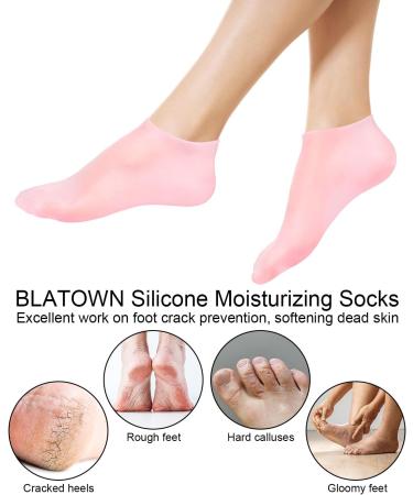 BLATOWN 2 Pairs Silicone Moisturizing Glove Socks Set Anti Slip Soft Spa Gel Socks Softening Feet Dry Cracked Skin Women Spa Pedicure Socks for Foot Hand Softening Foot Care After Pedicure (Pink) - Buy Online on GoSupps.com