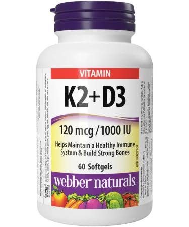 Webber Naturals Cod Liver Oil with Vitamin A and D3 180 Softgels Vision Skin and Immune Support & Vitamin K2 with D3 60 Softgels Helps Support Bones Teeth and Immune Function Gluten - Buy Online on GoSupps.com