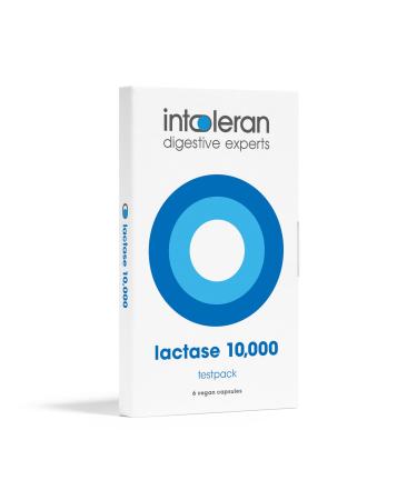 Intoleran Lactase 10 000 Digestive Enzymes Testpack - 6 Capsules | Supplement for Lactose Intolerance | Lactase Enzyme Helps Digest Dairy & Lactose | High Dosed & Fast Acting | Vegan | Low FODMAP