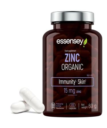 ESSENSEY ESSENSEY - Organic zinc (zinc gluconate) I 120 capsules I 15 mg per recommended daily dose I 120 days of dietary supplement I For vegetarians