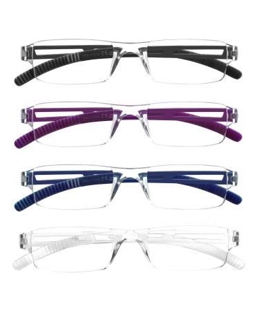 Cojwis 4er-pack frameless reading glasses for women and men light and convenient anti-blue light reading aid /tr90 glasses (4 color 1.75 multiplier_x) 4 Mix color 1.75 x - Buy Online on GoSupps.com