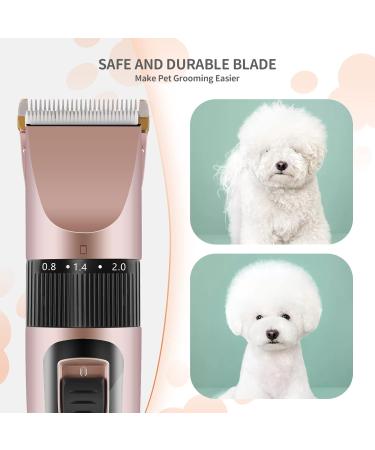 Ninonly Professional Dog Grooming Clippers Kit | Rechargeable Cordless Electric Pet Hair Clippers Set with 4 Combs | Nail Kits Included | For Dogs, Cats, and Other Pets - Rose - Buy Online on GoSupps.com