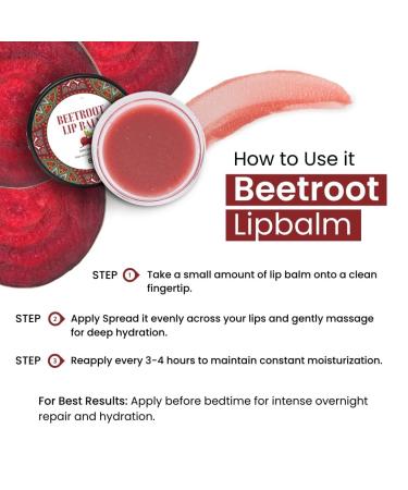 0.28oz Beetroot Lip Balm With Beetroot Extract Organic Lip Balm for Dry Chapped & Pigmented Lips For Men & Women | Soft And Smooth Lips | 100% Natural and Paraben Free - 8g - Buy Online on GoSupps.com