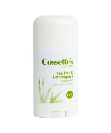 Cossette's Naturals - Natural Deodorant for Men and Women Aluminum Free w/Essential Oils (Tea Tree & Lemongrass 2.65 oz (1 Pack)) Tea Tree & Lemongrass 1 Count (Pack of 1)