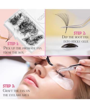 GLAMOREYELASH 500 Promade Natural Handmade Individual Lashes | 3D to 16D Loose Fans | 0.03/0.05/0.07mm Thickness | C CC D Curl for Cat Eye | 8 - 16mm Length | Fluffy Mink Eyelash Extensions - Buy Online on GoSupps.com