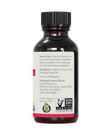 Viva Naturals Organic Rosehip Seed Oil (1 fl oz) - 100% Pure Cold Pressed Moisturizing Oil for Face, Hair, Skin & Nails | Non-GMO - Buy Online on GoSupps.com
