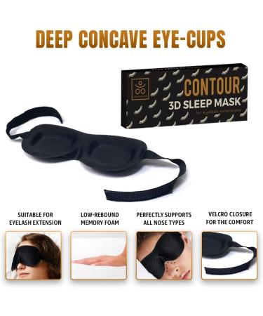 Samadhaan 3D Sleep Mask Deep Orbit - Ultra Light Weight & Comfortable Concave Molded Night Mask for Eyelash Extensions - Black - Buy Online on GoSupps.com