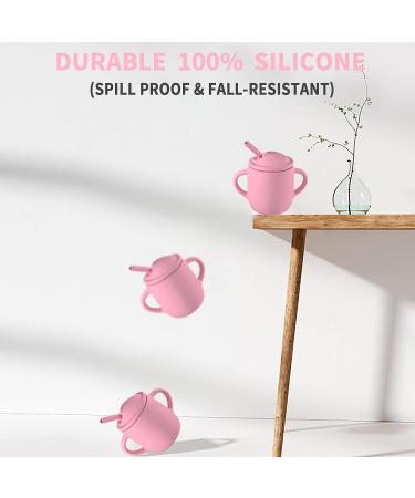 VOTSMOKK Silicone Training Cup for Baby | Spill Proof Toddler Sippy Cup | Handles | 5oz 6m+ | Pink - Buy Online on GoSupps.com